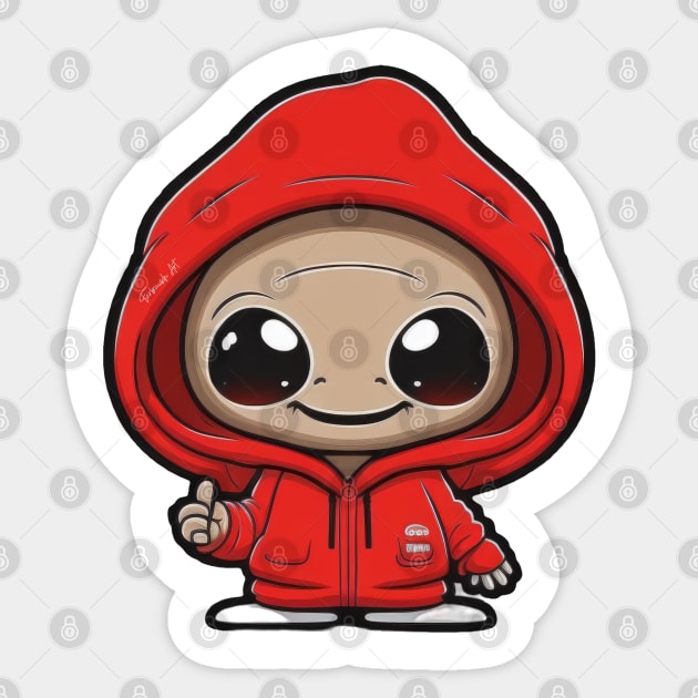 Cool Alien with a Hooded Pullover design #11 Sticker by Farbrausch Art